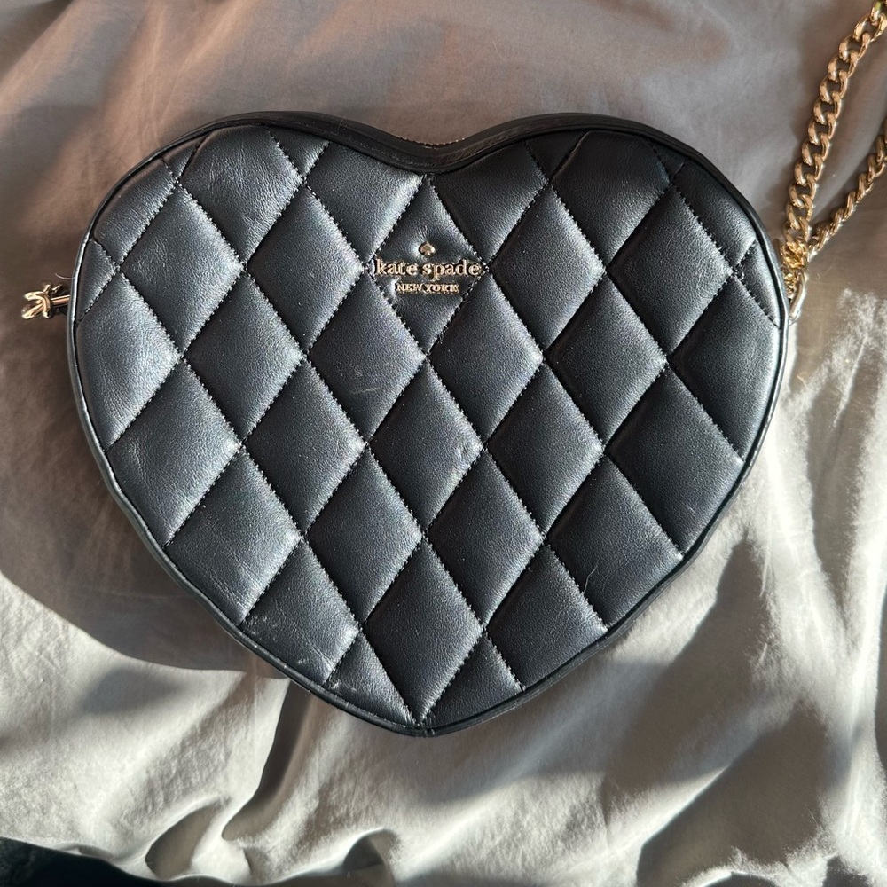 Kate Spade Black Quilted Heart Crossbody Bag